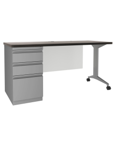 Hirsh 60" W x 24" D Modern Teacher Desk, Arctic Silver/Charcoal