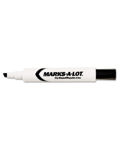Marks-A-Lot Desk Dry Erase Marker, Chisel Tip, Black, 12-Pack