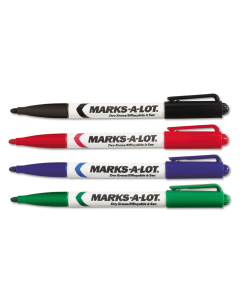 Marks-A-Lot Pen Dry Erase Marker, Bullet Tip, Assorted, 4-Pack