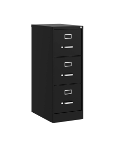 Hirsh 3-Drawer 22" Deep Vertical File Cabinet, Black