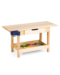 Jonti-Craft 46" W x 19" D Maple Preschool Workbench Table (Goggles Not Included)