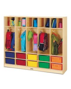 Jonti-Craft Large 5-Section Cubbie Coat Locker Organizer, 10 Colored Tubs