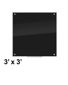 U Brands 3' x 3' Black Glass Whiteboard