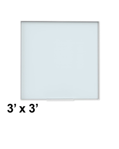 U Brands 3' x 3' Aluminum Trim White Frosted Glass Whiteboard 