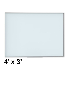 U Brands 4' x 3' Aluminum Trim White Frosted Glass Whiteboard