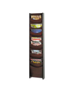 Safco 48" H 12-Pocket Solid Wood Wall-Mount Literature Display Racks (Shown in Mahogany)