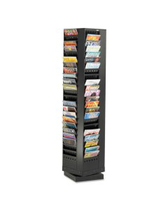 Safco 68" H 92-Compartment Steel Rotary Magazine Rack, Black