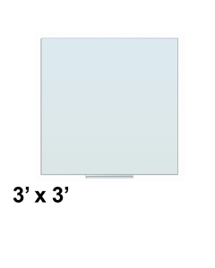 U Brands 3' x 3' White Frosted Glass Whiteboard