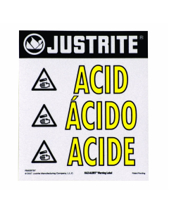 Just-Rite Haz-Alert 29008 Acid Small Warning Label for Safety Cabinet 