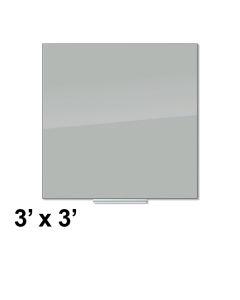 U Brands 3' x 3' Grey Glass Whiteboard 