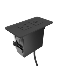Mini-Tap Power Outlet & 1-USB-A+C Charging Port Plastic Hidden Mount Power Module 72" Cord (Shown in Black)