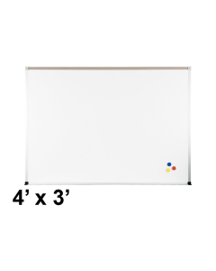 Best-Rite ABC Aluminum Trim 4 x 3 Porcelain Magnetic Whiteboard with Map Rail