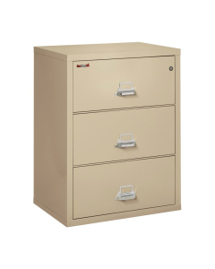 FireKing 3-Drawer 31" Wide 1-Hour Rated Lateral Fireproof File Cabinet - Shown in Parchment