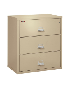 FireKing 3-Drawer 38" Wide 1-Hour Rated Lateral Fireproof File Cabinet - Shown in Parchment