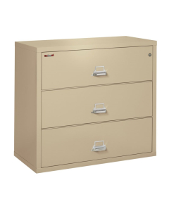 FireKing 3-Drawer 44" Wide 1-Hour Rated Lateral Fireproof File Cabinet - Shown in Parchment
