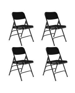 NPS 300 Series Steel Triple Brace Double Hinge Folding Chair, 4-Pack (Shown in Black)