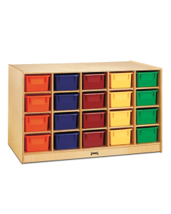 Jonti-Craft Double-Sided Single & 20 Cubbie-Tray Island Classroom Storage Unit with Colored Trays