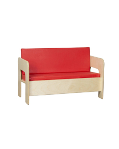 Wood Designs 30" W x 20" H Kindergarten Classroom Bench with Back, Red Cushions