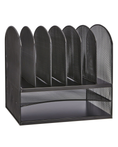 Safco Onyx 2-Shelf & 6 Vertical Section Desk Organizer, Black