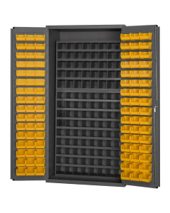 Durham Steel 3501-DLP-72/40B-96-1795 36"x 24" x 72" Small Parts Storage Cabinet, 112 Steel Compartments, 96 Hook-On Bins (Shown in Yellow)