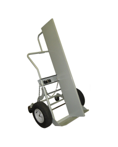 Justrite 1000 lb Firewall Double Cylinder Hand Truck, 16" Pneumatic & Rear Casters
