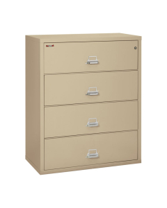 FireKing 4-Drawer 44" Wide 1-Hour Rated Lateral Fireproof File Cabinet - Shown in Parchment