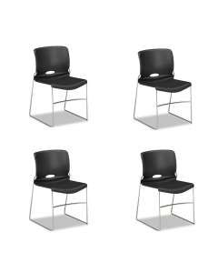 HON Olson Polymer Plastic Stacking Chair, Black, 4-Pack