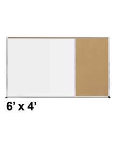 Best-Rite Style-E 6 x 4 Tackboard and Porcelain Magnetic Combination Whiteboard (Shown in Natural Cork)