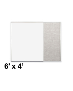 Best-Rite Style-E 6 x 4 Combo-Rite Tackboard and Porcelain Magnetic Combination Whiteboard (Shown in Sterling)