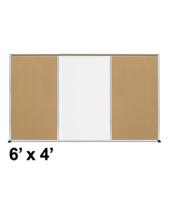 Best-Rite Style-F 6 x 4 Tackboard and Porcelain Magnetic Combination Whiteboard (Shown in Natural Cork)