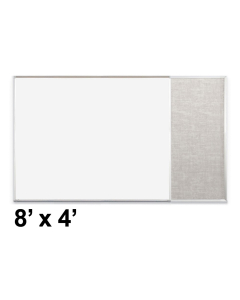 Best-Rite Style-E 8 x 4 Combo-Rite Tackboard and Porcelain Magnetic Combination Whiteboard (Shown in Sterling)