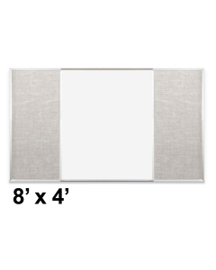 Best-Rite Style-F 8 x 4 Combo-Rite Tackboard and Porcelain Magnetic Combination Whiteboard (Shown in Sterling)
