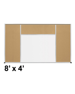 Best-Rite Style-H 8 x 4 Tackboard and Porcelain Magnetic Combination Whiteboard (Shown in Natural Cork)