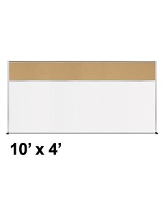 Best-Rite Style-C 10 x 4 Tackboard and Porcelain Magnetic Combination Whiteboard (Shown in Natural Cork)