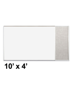 Best-Rite Style-E 10 x 4 Combo-Rite Tackboard and Porcelain Magnetic Combination Whiteboard (Shown in Sterling)