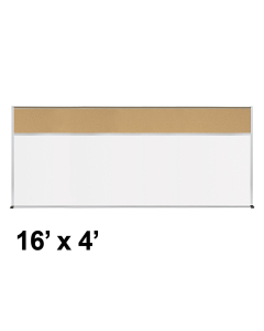 Best-Rite Style-C 16 x 4 Tackboard and Porcelain Magnetic Combination Whiteboard (Shown in Natural Cork)