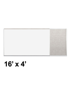 Best-Rite Style-E 16 x 4 Combo-Rite Tackboard and Porcelain Magnetic Combination Whiteboard (Shown in Sterling)