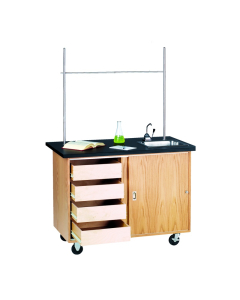 Diversified Woodcrafts 48" W Science Demo Mobile Lab Table with Sink & Drawers