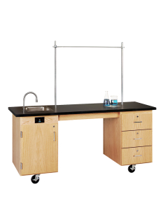 Diversified Woodcrafts ADA 72" W Science Demo Mobile Lab Table with Sink & Storage