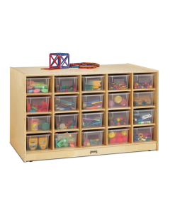 Jonti-Craft Double-Sided 40 Cubbie-Tray Island Classroom Storage Unit with Clear Trays