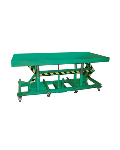 Lexco Long Deck 5000 lb Load 5 ft to 10 ft Hydraulic Manual Lift Tables with Load Stabilizer