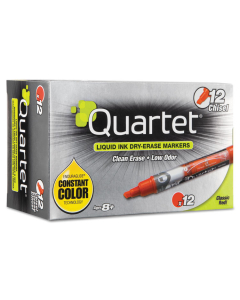 Quartet EnduraGlide Dry Erase Marker, Chisel Tip, Red, 12-Pack