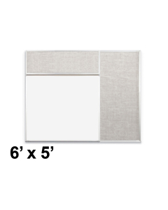 Best-Rite Style-D 6 x 5 Combo-Rite Tackboard and Porcelain Magnetic Combination Whiteboard (Shown in Sterling)