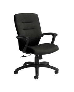 Global Synopsis 5091-4 Fabric Mid-Back Executive Office Chair with Arms. Shown in Black.