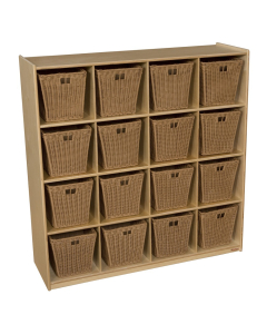 Wood Designs Childrens Classroom 16-Cubby Storage Unit with Medium Baskets