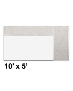 Best-Rite Style-D 10 x 5 Combo-Rite Tackboard and Porcelain Magnetic Combination Whiteboard (Shown in Sterling)