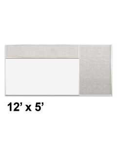 Best-Rite Style-D 12 x 5 Combo-Rite Tackboard and Porcelain Magnetic Combination Whiteboard (Shown in Sterling)