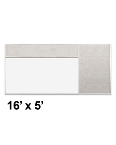 Best-Rite Style-D 16 x 5 Combo-Rite Tackboard and Porcelain Magnetic Combination Whiteboard (Shown in Sterling)