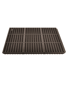 NoTrax 550 Cushion-Ease 3' x 5' Rubber Drainage Modular Anti-Fatigue Floor Mat, Black
