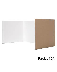 Flipside 48" x 18" Corrugated Cardboard Study Carrel, White, Pack of 24